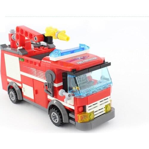206Pcs City Fire Fight Truck Car Model Building Blocks Sets Firefighter DIY Creator Bricks Educational Toys for Children