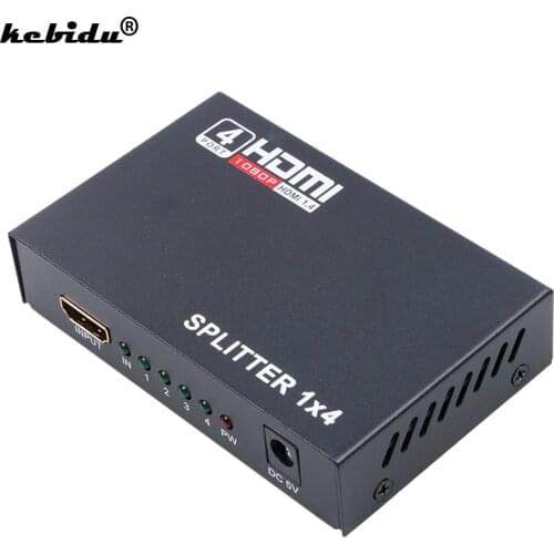 5.1Gbps HDMI-compatible Splitter 1X4 1 in 4 out 4 Port 3D HD 1080p HDMI-compatible Hub Amplifier 1.4 EU/US Power Adapter
