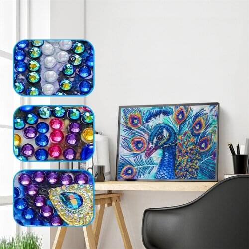 5D DIY Diamond Painting Cross Stitch Animal Peacock Partial Diamond Embroidery Special Shaped Diamond Painting Rhinestone