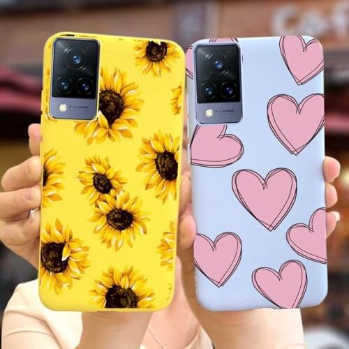 For Vivo V21 Case V2066 V2050 Soft Silicone Cute Love Heart Cover For Vivo V21 V 21 5G Phone Cases Shockproof Bumper Slim Fundas