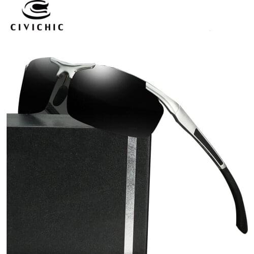 CIVICHIC Top Quality Al-Mg Semi Rimless Polarized Sunglasses Men Fashion Driving Glasses Trendsetter Outdoor Oculos De Sol E173