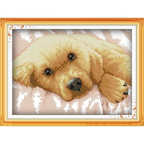 Homesick cross stitch kit 14ct 11ct pre stamped canvas cross stitching animal lover embroidery DIY handmade needlework