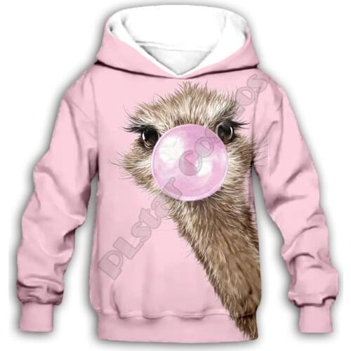 Ostrich 3d printed Hoodies family suit tshirt zipper Pullover Kids Suit Funny Sweatshirt Tracksuit/Pant Shorts