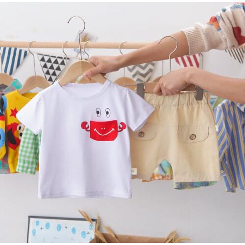 2021 Summer Children Cotton Clothes Summer Baby Boys Pocket T Shirt Shorts 2Pcs/sets Infant Kids Fashion Toddler Tracksuits set