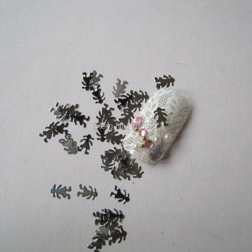 MS21-1 100pcs Silver Cute Girl Nail Art Metal Sticker Nail Art Decoration Non-adhesive Sticker