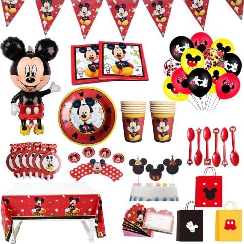 Cartoon Mickey Mouse Theme Kids Party Decoration Birthday Party Boys Baby Baby Paper Cup Plate Tablecloth Balloon Supplies