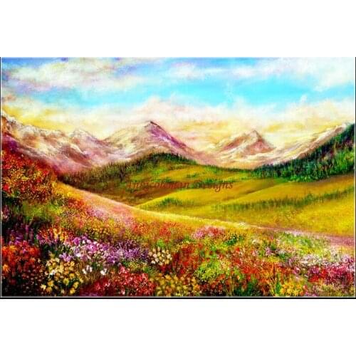 Needlework for embroidery DIY French DMC High Quality - Counted Cross Stitch Kits 14 ct Oil painting - Colorful Meadow