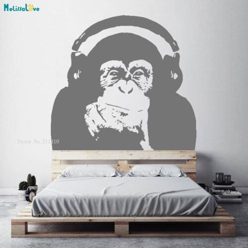 Thinking Gorilla Wall Decals Art Design Home Decor Vinyl Monkey Music Exquisite Sticker Bedroom Removable Murals YT4776