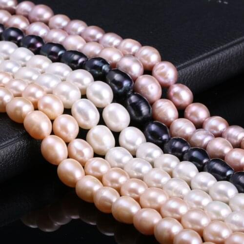 Natural Freshwater Cultured Pearls Beads Rice Shape 100% Natural Pearls for Jewelry Making DIY Strand 14 Inches Size 10-11mm
