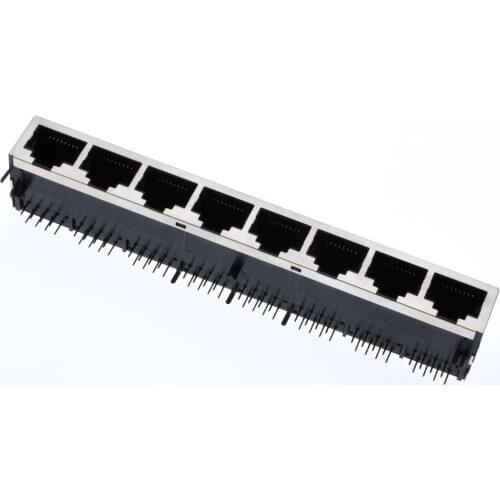 1Pcs Sample 1x8 Ports 59 Series Stack-up Female RJ45 Ethernet Network LAN PCB Socket Connector Jack