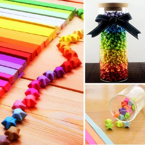 Origami Hand Made Child DIY 270pcs Lucky Star Ribbons Colors Paper Strips Folding Paper