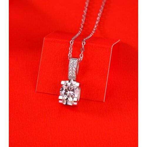 925 Sterling Silver Necklace Passed Diamond Test Perfect Cut Moissanite1ct PendantCute Mini Accessories Jewelry Necklace