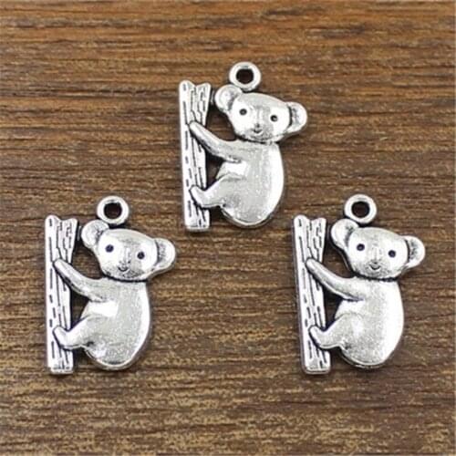 13pcs Koala Charms Antique Silver Color KoalaTone 14x20mm
