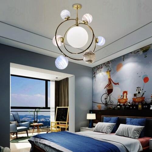 Living Room Pendant Light Indoor Children Bedroom Decoration Lamp The Wandering Earth Pendant Lamp With LED G9 Bulbs Iron+Glass