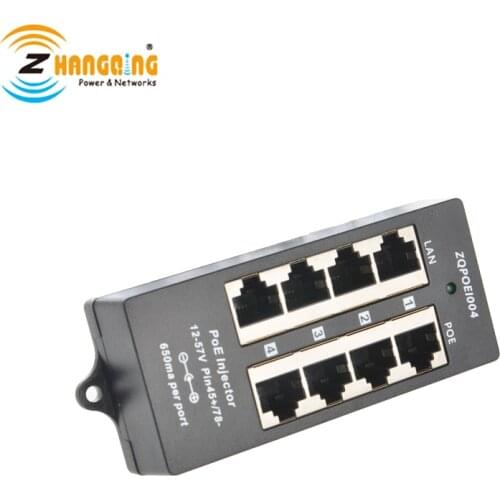 100Mbps Security PoE Injector 4 Port PoE Patch Panel 802.3af/at For Surveillance IP Phone IP Camera