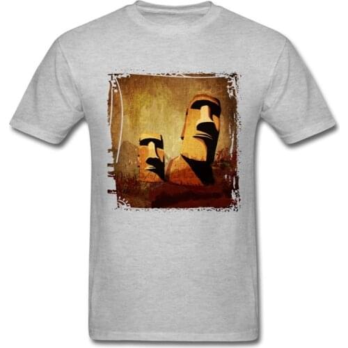Easter Island Mystery Casual Rock Heads Mens Black T Shirt Man Round Collar Short Sleeve Stone Tee Shirts Plus Size Man