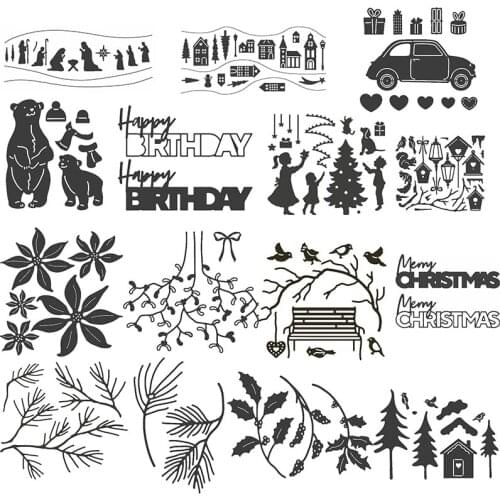 "Merry Christmas" Winter Elements Metal Cutting Dies For Scrapbooking Craft Die Cut Card Making Embossing Stencil Photo Card