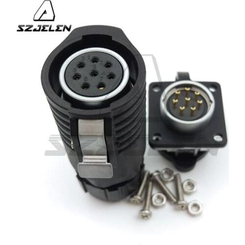 XHP20 series, 8-pin waterproof metal connector plugs and sockets, Screw panel installation, Industrial connectors