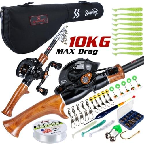 Sougayilang Baitcasting Combos 1.6M Fishing Rod Bag Full Set Fishing Rod Reel Combo for Ocean Boat Fishing Fishing Accessories