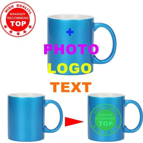Advanced DIY Pictures Blue pearl Mug Heat Sensitive Ceramic Mugs Magic Mug Ceramic Color Changing Coffee cup