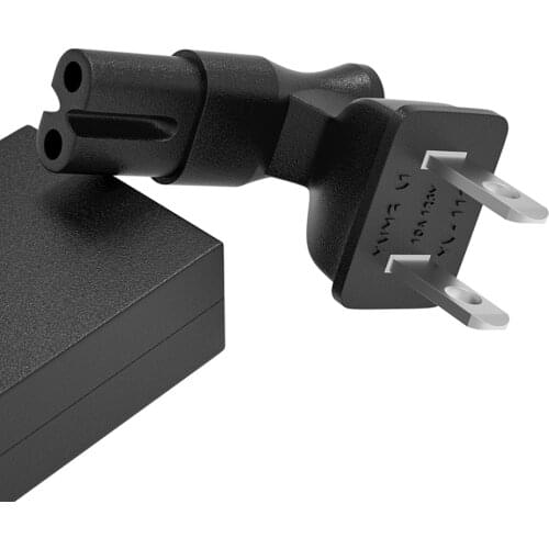 Angled IEC C7 to USA NEMA 1-15P Plug Adapter Travel charger US 2-Prong AC Plug Adapter IEC figure 8 C7 receptacle to NEMA 1-15P