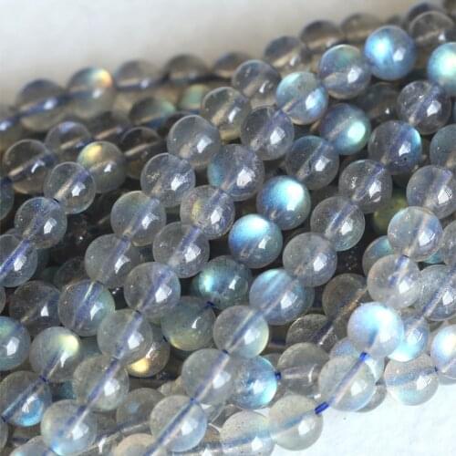 High Quality Natural Genuine Dark Blue Flash Light Labradorite Round Jewelery Loose Beads 15" 04129