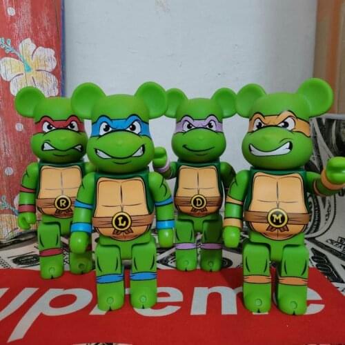 Green Teenage Turtles Anime Bearbricklys Action Figures Cartoon Blocks Bear Dolls PVC Street Art Collectible Models Toys 400