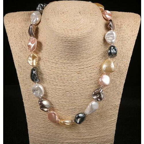 "22" 11-14mm Baroque Shape South Sea Shell Pearl Necklace 02