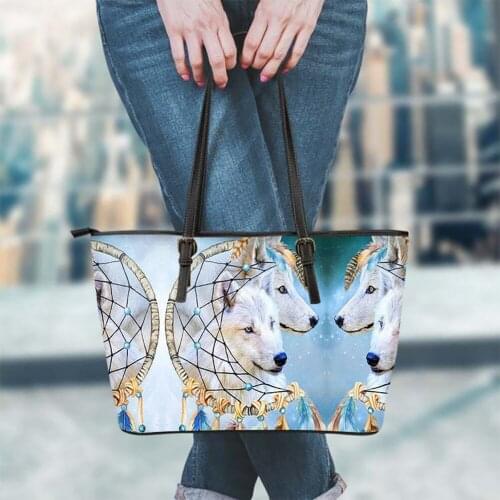 Women Leather Shoulder Bag Polynesian Luxury Tote Hawaiian Hibiscus Flower Dog Skull Print Casual Lady Bolsa Kosrae Tribal 2021