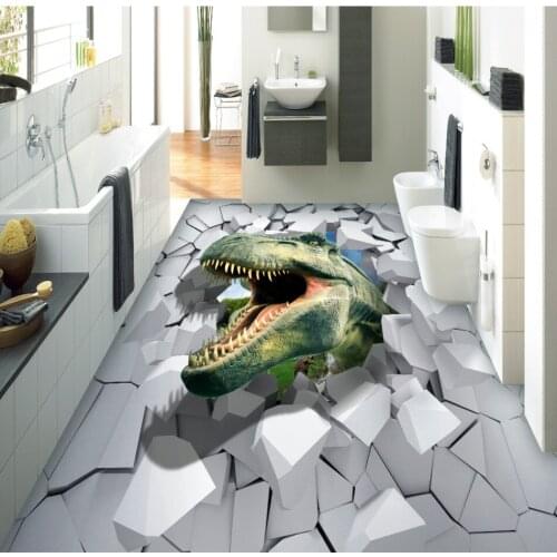 Animal 3D floor stereo painting brick PVC Waterproof Floor Sticker Self-adhesive Kitchen Decor