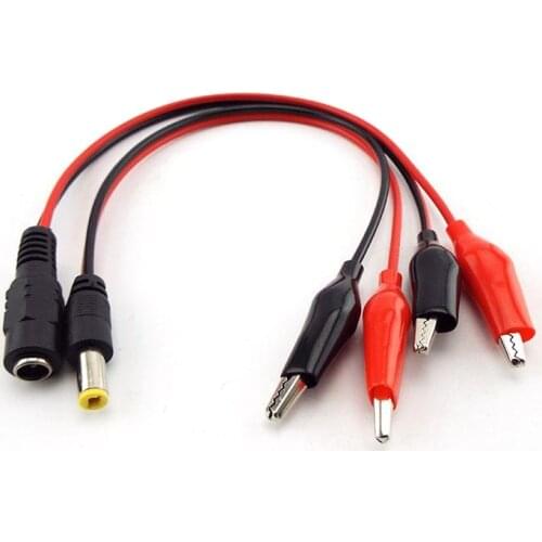 1pair 25cm 5.5MM 2.1MM Alligator Clip DC Power Male Female Jack Connector Test Lead Cable Crocodile Wire