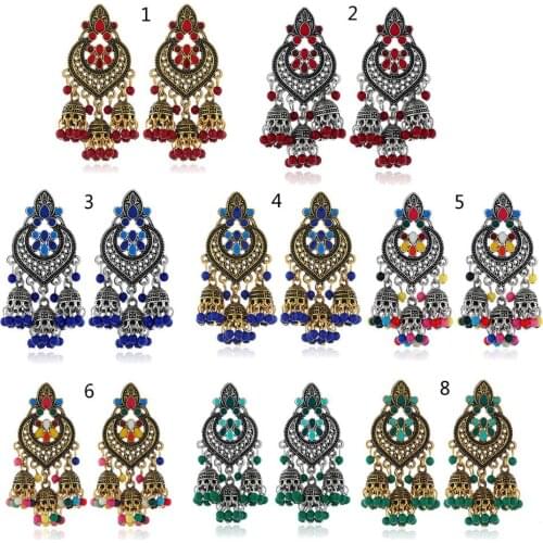 1 Pair Retro Indian Bollywood Kundan Jhumka Jhumki Drop Earrings Gypsy Fashion Jewelry