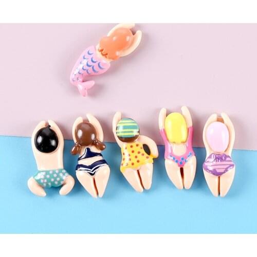 10Pcs Kawaii Cute Swimming Boy Girl Flat Back Resin Cabochons Scrapbooking DIY Jewelry Craft Decoration Accessorie