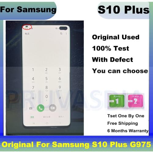 100% Test LCD For Samsung Galaxy S10 PLUS G975 G975F G975U Original LCD Display Screen Touch Digitizer With Defect Assembly
