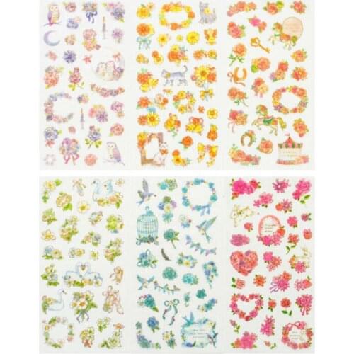 15packs/lot Watercolor flower art and cat DIY painting Decorative Sticker diary album telephone stamps/school office family