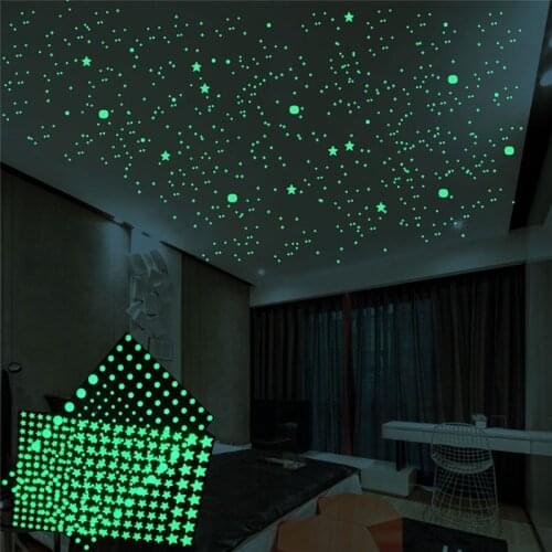 202 pcs/set 3D Bubble Luminous Stars Dots Wall Sticker Kids Room Bedroom Home Decoration Decal Glow In The Dark DIY Stickers