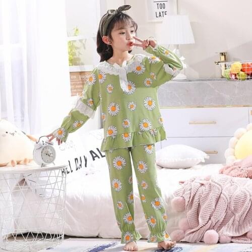 2021 Childrens Sleepwear Clothes Suit teen princess Long Sleeve Cotton Pijamas Girls Spring Pajama Sets Kids Cartoon Pyjamas