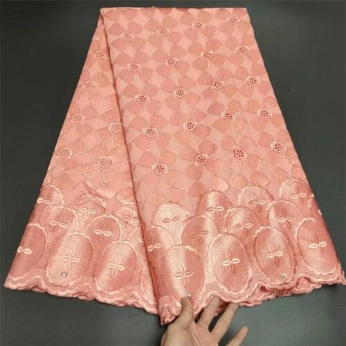 5 Yard Swiss Fabric 2021 Latest Embroidery Lace African 100% Cotton Voile Lace Popular Dubai Style For wedding Dress t22-25