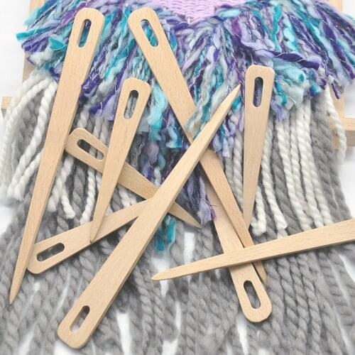 Hot Sale 5pcs Diy Wooden Weaving Loom Tools Tapestry Darning Big Eye Yarn Knitting Needles Needlework Crafts Sewing Needle Tools