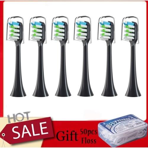 6PCS Replacement Toothbrush Heads For XIAOMI SOOCAS X3/X3U/X5 Sonic Electric Tooth Brush DuPont Bristle Clean Nozzle Floss Gift