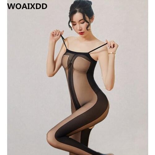 Black Bodystockings Open Crotch Lady Bodysuit Sexy Hollow Out See Through Pantyhose for Women High Elastic Porn Backless Teddies