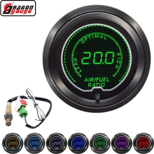 Dragon gauge 52mm 7 Color Backlight LCD Digital Auto Car Apply to Narrow band Oxygen Sensor AIR/FUEL Gauge Meter Free shipping