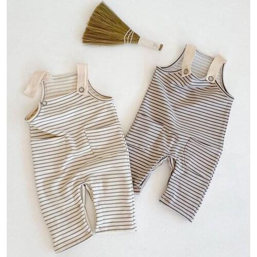 Baby Romper Overalls Striped Spring Baby Boy Jumpsuit Casual Loose Knitted Overalls Trousers Infant Jumpsuit Pants