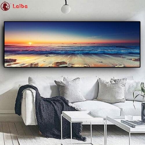 DIY Diamond Painting Sunsets Sky Natural Coast Ocean Sea Beach diamond Embroidery 5d mosaic Diamond needlework cross stitch