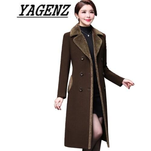 Double Breasted Wool Jacket Womens clothing 2020 Fall/Winter NEW Fashion Elegance Long Outerwear Slim Casual Warm Woolen Coats
