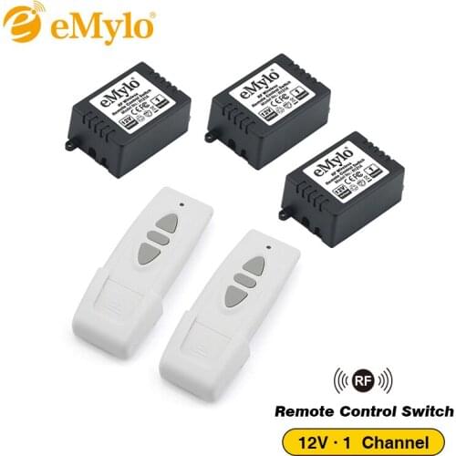 EMylo RF Switch 12V Smart Wireless Remote Control Light Lamp Switch 433Mhz White Transmitter 3X 1 Channels Relays Momentary