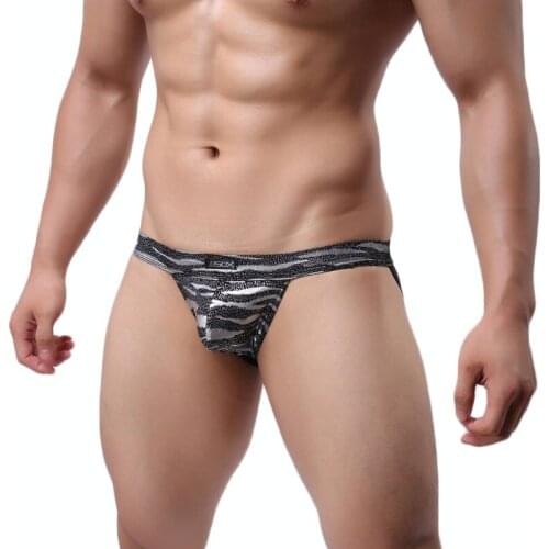 Brand Sexy Leopard Printed Briefs Thongs Men Summer Thin Breathable Underwear Convex Pouch Funny Gay Temptation Briefs Thong