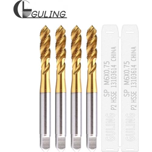 GULING HSS-E Fine Pitch Thread Spiral Fluted Taps with TIN coating thread machine tap M1.4~M11
