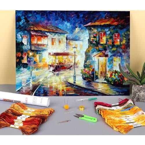 City From Dreams Printed Canvas 11CT Cross-Stitch DIY Embroidery Complete Kit DMC Threads Knitting Handicraft Craft Sales