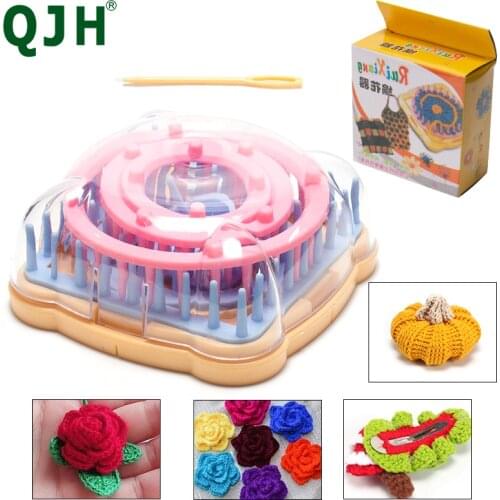 Hand Knitting Tools Flower Fork Knitted Device Knitting Loom Knit Daisy Flower Pattern Maker Weave Set Home DIY Craft Tool